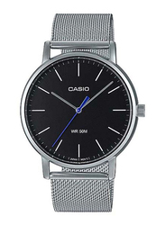 Casio Enticer Series Analog Watch for Men with Stainless Steel Band, Water Resistant, MTP-E171M-1EVDF, Silver/Black