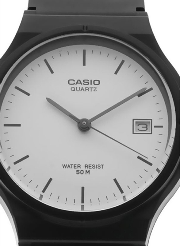 Casio Youth Series Analog Watch for Men with Plastic Band, Water Resistant, MW-59-7EVDF, Black/White