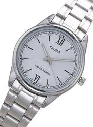 Casio Analog Watch for Women with Stainless Steel Band, Water Resistant, LTP-V005D-2B3UDF, Silver/Light Blue