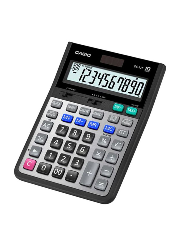 Casio 10-Digit Basic Calculator, DS-1JT, Grey/Black/Silver