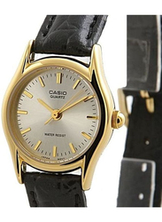 Casio Enticer Analog Watch for Women with Leather Band, Water Resistant, LTP-1094Q-7ARDF, Black/Gold