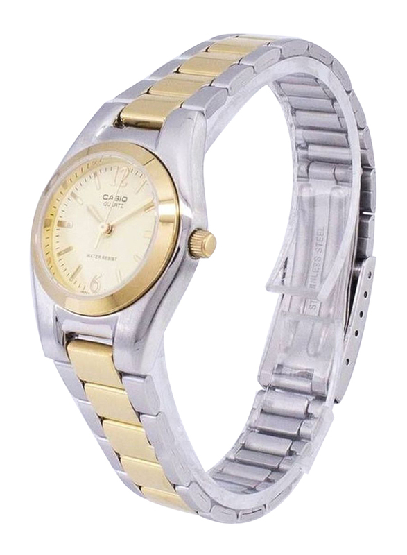 Casio Core Analog Watch for Women with Stainless Steel Band, Water Resistant, LTP-1253SG-9ADF, Silver-Gold/Gold