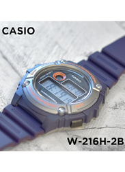 Casio Youth Series Digital Watch for Men with Resin Band, Water Resistant, W-216H-2B, Blue/Grey-Black