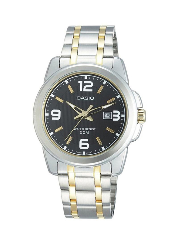 Casio Analog Watch for Men with Stainless Steel Band, Water Resistant, MTP-1314SG-1AVDF, Silver-Gold/Black