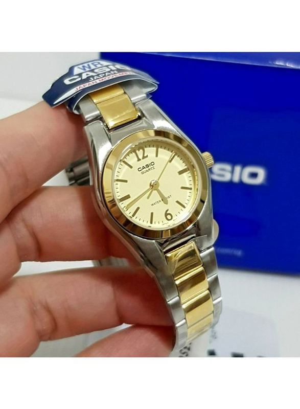 Casio Core Analog Watch for Women with Stainless Steel Band, Water Resistant, LTP-1253SG-9ADF, Silver-Gold/Gold