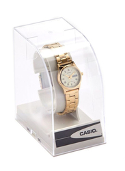 Casio Dress Analog Watch for Women with Stainless Steel Band, Water Resistant, LTP-V006G-9BUDF, Gold/Beige