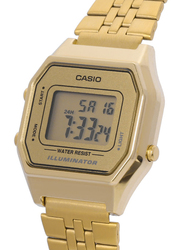 Casio Vintage Illuminator Digital Watch for Women with Stainless Steel Band, Water Resistant, DB-360-1A, Gold