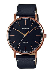 Casio Analog Watch for Men with Leather Band, Water Resistant, Black