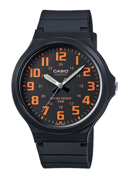 Casio Youth Series Analog Watch for Men with Resin Band, Water Resistant, MW-240-4BVDF, Black/Orange