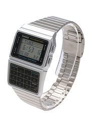 Casio Data Bank Digital Watch for Men with Stainless Steel Band, Water Resistant, DBC-611-1DF, Silver/Grey