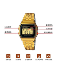 Casio Vintage Digital Watch for Unisex with Stainless Steel Band, Water Resistant, A159WGEA-1DF, Gold