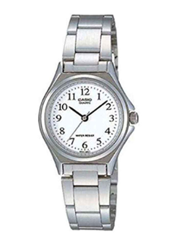 Casio Analog Watch for Women with Stainless Steel Band, Water Resistant, LTP-1130A-7BRDF, Silver-White