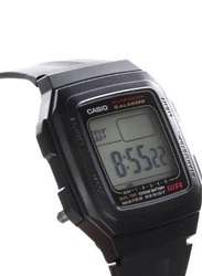 Casio Collection Digital Watch for Men with Resin Band, Water Resistant, F-201WA-1ADF, Black/Grey