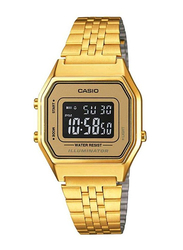 Casio Vintage Digital Watch for Women with Stainless Steel Band, Water Resistant, LA680WGA-9BDF, Gold