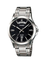 Casio Enticer Series Analog Watch for Men with Stainless Steel Band, Water Resistant, MTP-1381D-1AVDF, Silver/Black