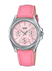 Casio Enticer Analog Watch for Women with Leather Band, Water Resistant, LTP-2088L-4A2VDF, Pink
