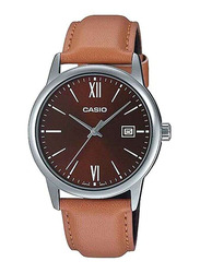Casio Analog Watch for Men with Leather Band, Water Resistant, MTP-V002L-5B3UDF, Brown