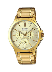 Casio Dress Analog Watch for Men with Stainless Steel Band, Water Resistant, MTP-V300G-9AUDF, Gold