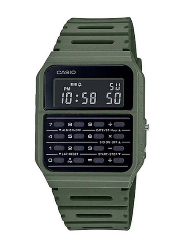 Casio Vintage Digital Watch for Unisex with Resin Band, Water Resistant, CA-53WF-3BDF, Green/Grey