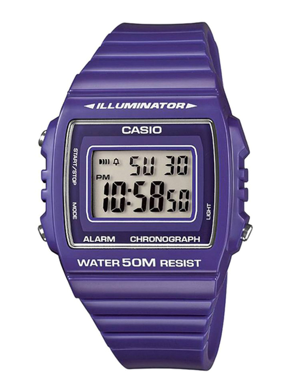 Casio Youth Digital Watch for Men with Resin Band, Water Resistant, W-215H-6AVDF, Purple/Grey
