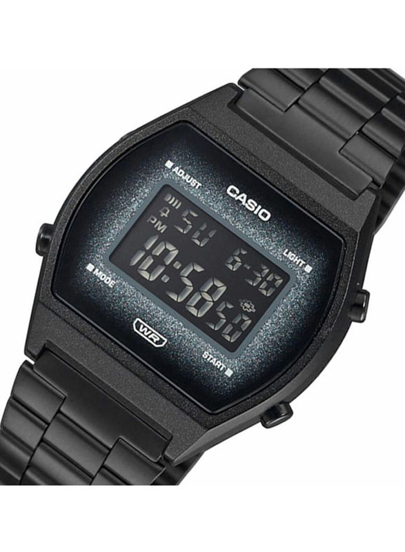 Casio Vintage Series Digital Unisex Watch with Stainless Steel Band, Water Resistant, B640WBG-1BDF, Black