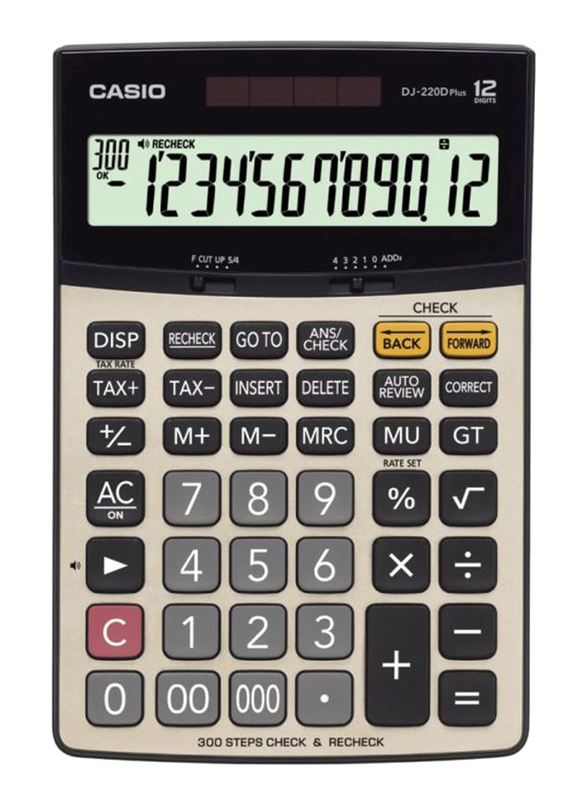 Casio 12 Digits Calculator, DJ-220DPLUS-WA-DP, Silver