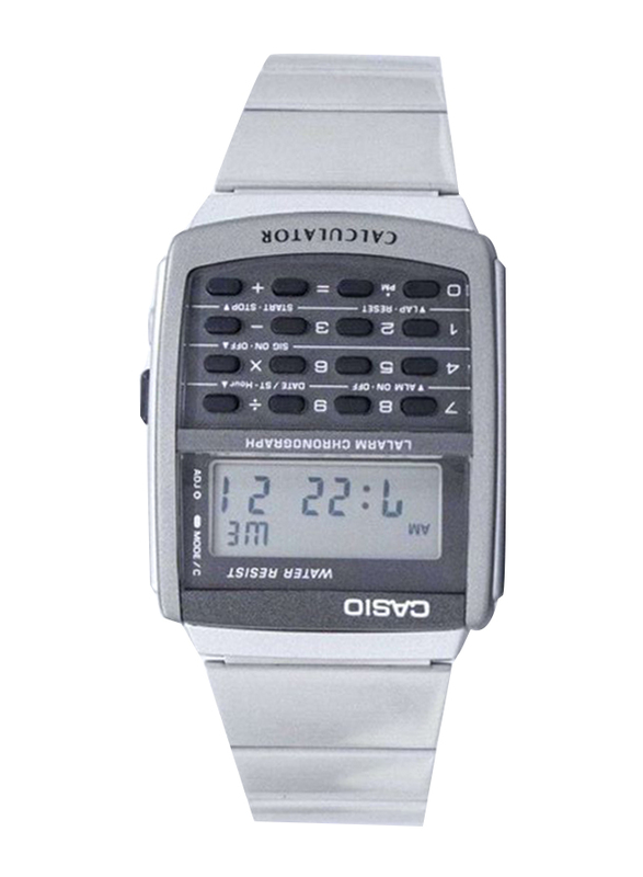 Casio Vintage Digital Watch for Men with Stainless Steel Band, Water Resistant, CA-506-1, Silver/Grey