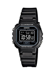 Casio Youth Digital Watch for Women with Resin Band, Water Resistant and Chronograph, LA-20WH-1BDF, Black