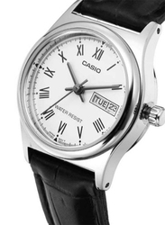 Casio Analog Watch for Women with Leather Band, Water Resistant, LTP-V006L-7BUDF, Black/White