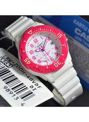 Casio Youth Series Analog Watch for Women with Resin Band, Water Resistant, LRW-200H-4BVDF, White/Pink