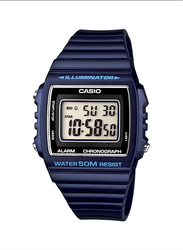 Casio Illuminator Digital Watch for Men with Resin Band, Water Resistant, W-215H-2AVDF, Blue/Grey