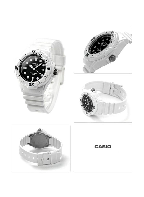 Casio Enticer Series Analog Watch for Women with Resin Band, Water Resistant, LRW-200H-1EVDF, White/Black