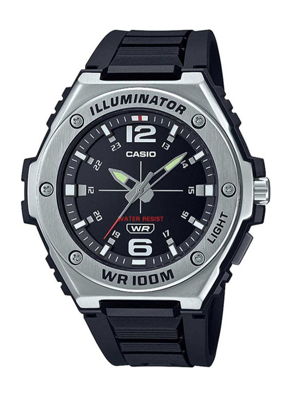 Casio Analog Watch for Men with Leather Band, Water Resistant, MWA-100H-1AVDF, Black
