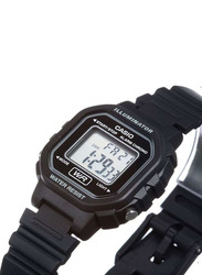 Casio Wo Digital Watch for Women with Resin Band, Water Resistant with Chronograph, LA-20WH-1CDF, Black-Grey