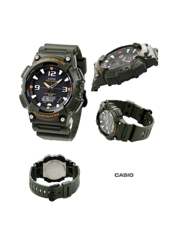 Casio Youth Series Analog/Digital Watch for Men with Resin Band, Water Resistant, AQ-S810W-3A, Green/Black