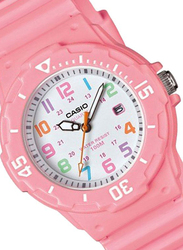 Casio Youth Series Analog Watch for Women with Resin Band, Water Resistant, LRW-200H-4B2VDF, Pink/White