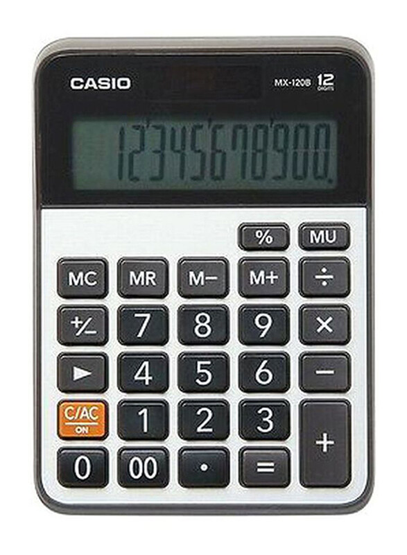 

Casio 12-Digit Basic Calculator, MX120B, Silver/Grey/Black