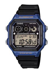Casio Youth Series Digital Watch for Men with Resin Band, Water Resistant, AE-1300WH-2AVDF, Black/Grey-Black
