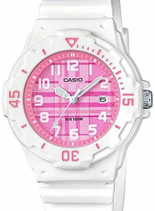Casio Youth Series Analog Watch for Women with Resin Band, Water Resistant, LRW-200H-4C, White/Pink
