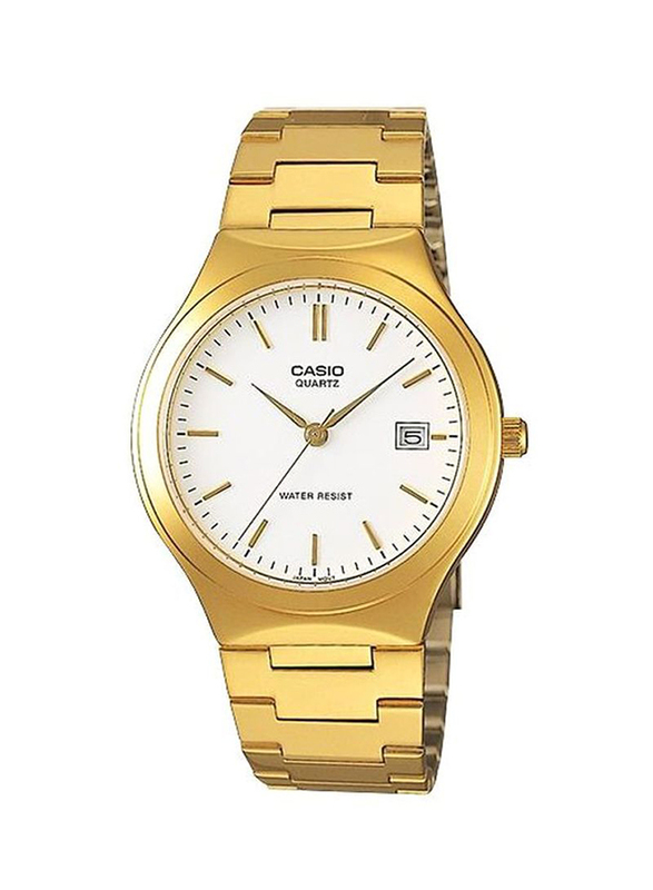 Casio Enticer Analog Watch for Men with Stainless Steel Band, Water Resistant, MTP-1170N-7ARDF, Gold/White