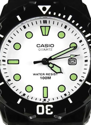 Casio Youth Series Analog Watch for Men with Resin Band, Water Resistant, LRW-200H-1BV, Black/White