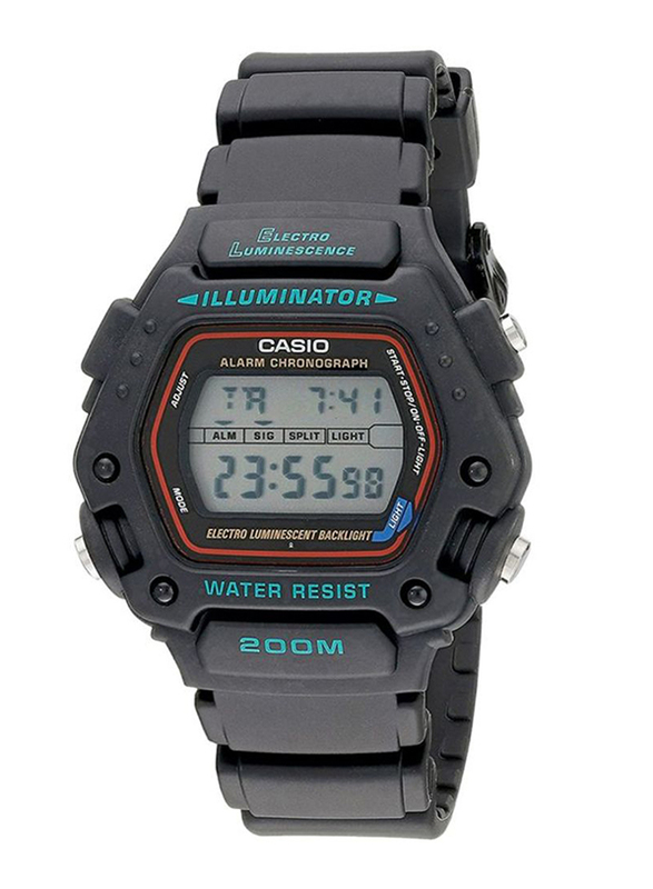 Casio Youth Series Digital Watch for Men with Resin Band, Water Resistant, DW-290-1VS, Black/Grey