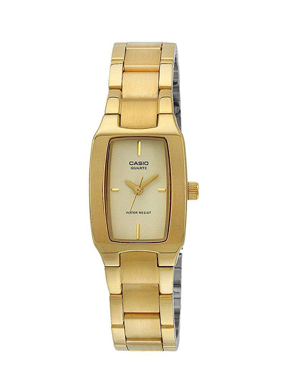 Casio Enticer Analog Watch for Women with Metal Band, Water Resistant, LTP-1165N-9CRDF, Gold-Beige