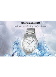 Casio Enticer Series Analog Watch for Women with Stainless Steel Band, Water Resistant, LTP-1128A-7BRDF, Silver/White