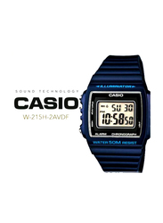 Casio Illuminator Digital Watch for Men with Resin Band, Water Resistant, W-215H-2AVDF, Blue/Grey