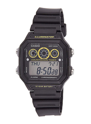 Casio Youth Series Digital Watch for Boys with Resin Band, Water Resistant, AE-1300WH-1AVDF, Black/Grey