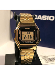 Casio Digital Watch for Women with Stainless Steel Band, Water Resistant, LA680WGA-1DF, Gold/Grey