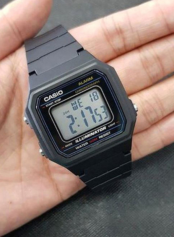 Casio Illuminator Digital Watch for Men with Resin Band, Water Resistant, W-217H-1AV, Black/Grey