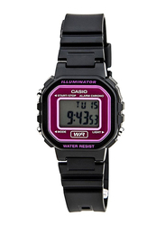 Casio Youth Digital Watch for Girls with Resin Band, Water Resistant, LA-20WH-4ADF, Black/Grey-Purple