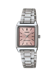 Casio Dress Analog Watch for Women with Stainless Steel Band, Water Resistant, LTP-V007D-4EUDF, Silver/Pink